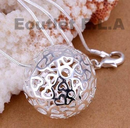 27mm FILIGREE SILVER BALL NECKLACE-46cm